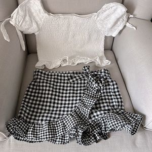 Rare Editions Black Gingham Skort + Top Bundle